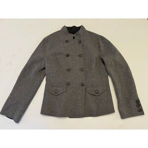 Kenar Women's Wool Jacket Grey Double Breasted Pockets Medium